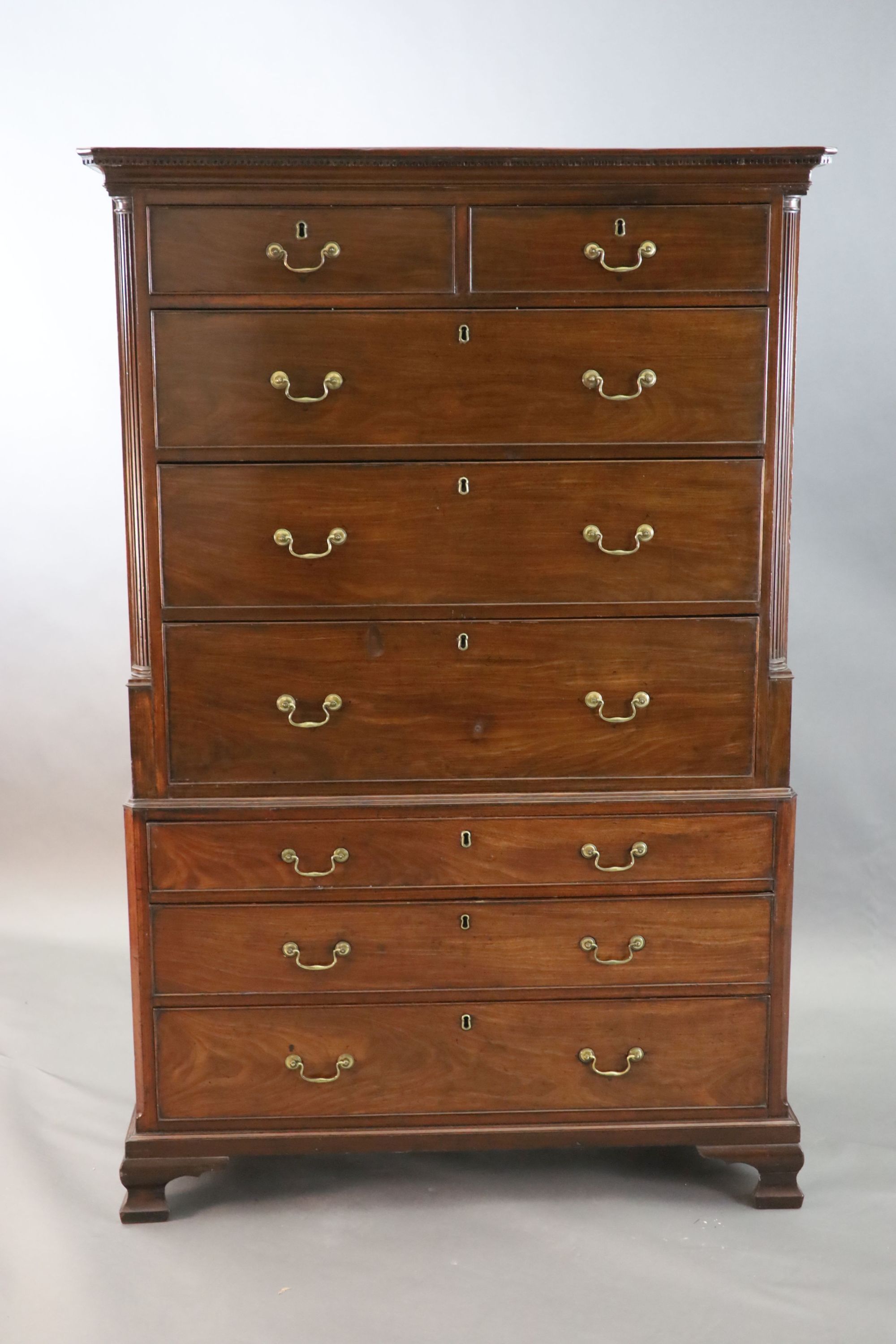 A George III mahogany chest on chest, W.3ft 10in. D.1ft 10in. H.5ft 10in.